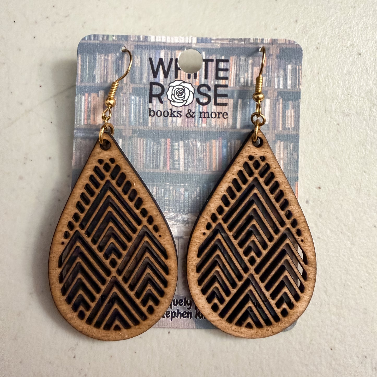 Wood Laser Cut Earrings | White Rose Books & More