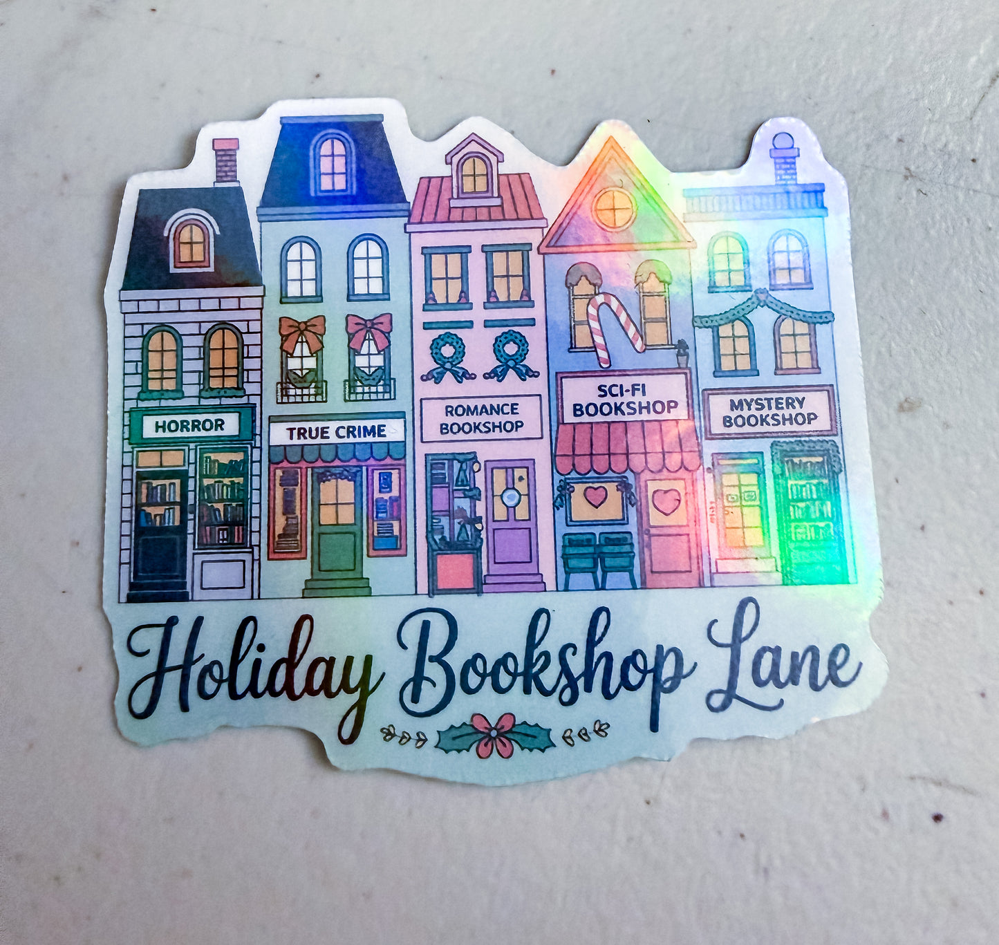 Holiday Bookshop Lane - Holographic Sticker