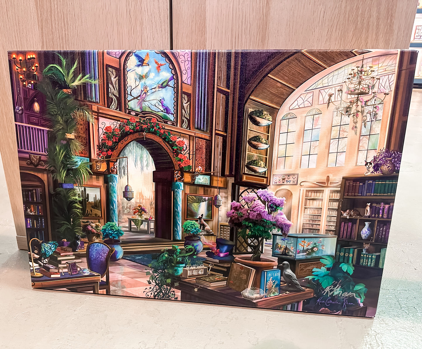 Rose Khan: Botanical Library Small Canvas Print - SIGNED by Artist