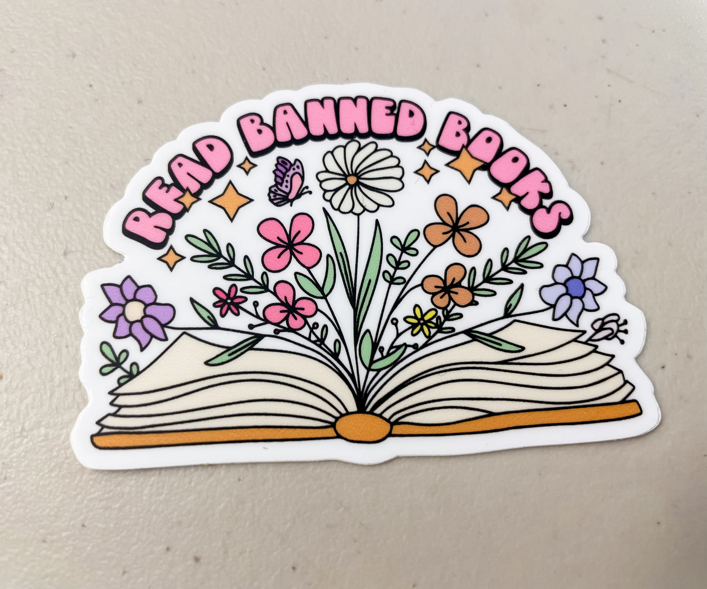 Read Banned Books Vinyl Sticker | Floral Book Sticker