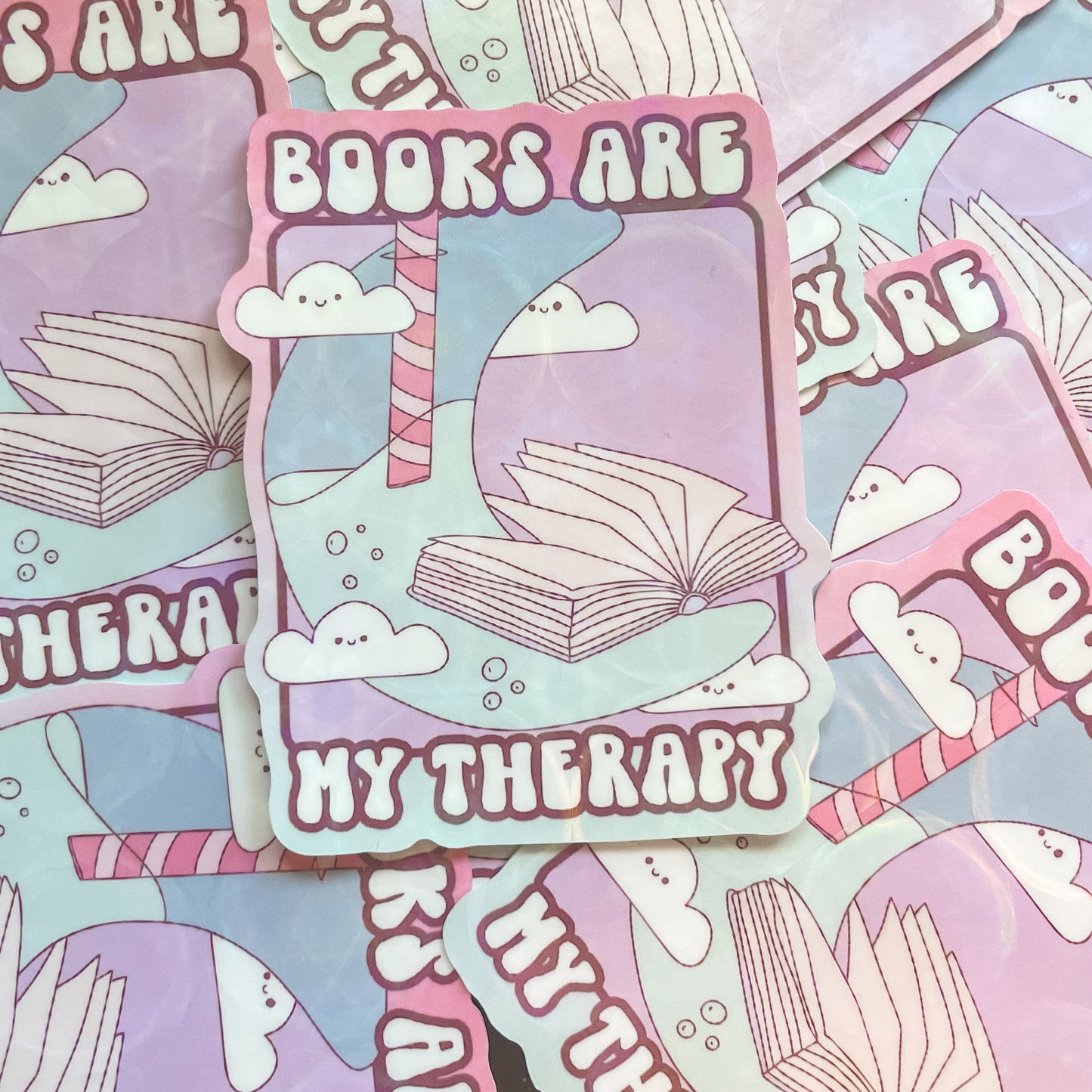 Books are my Therapy - Holographic Sticker