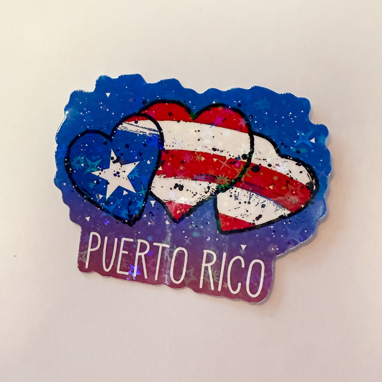 Puerto Rico Hearts - Holographic Sticker