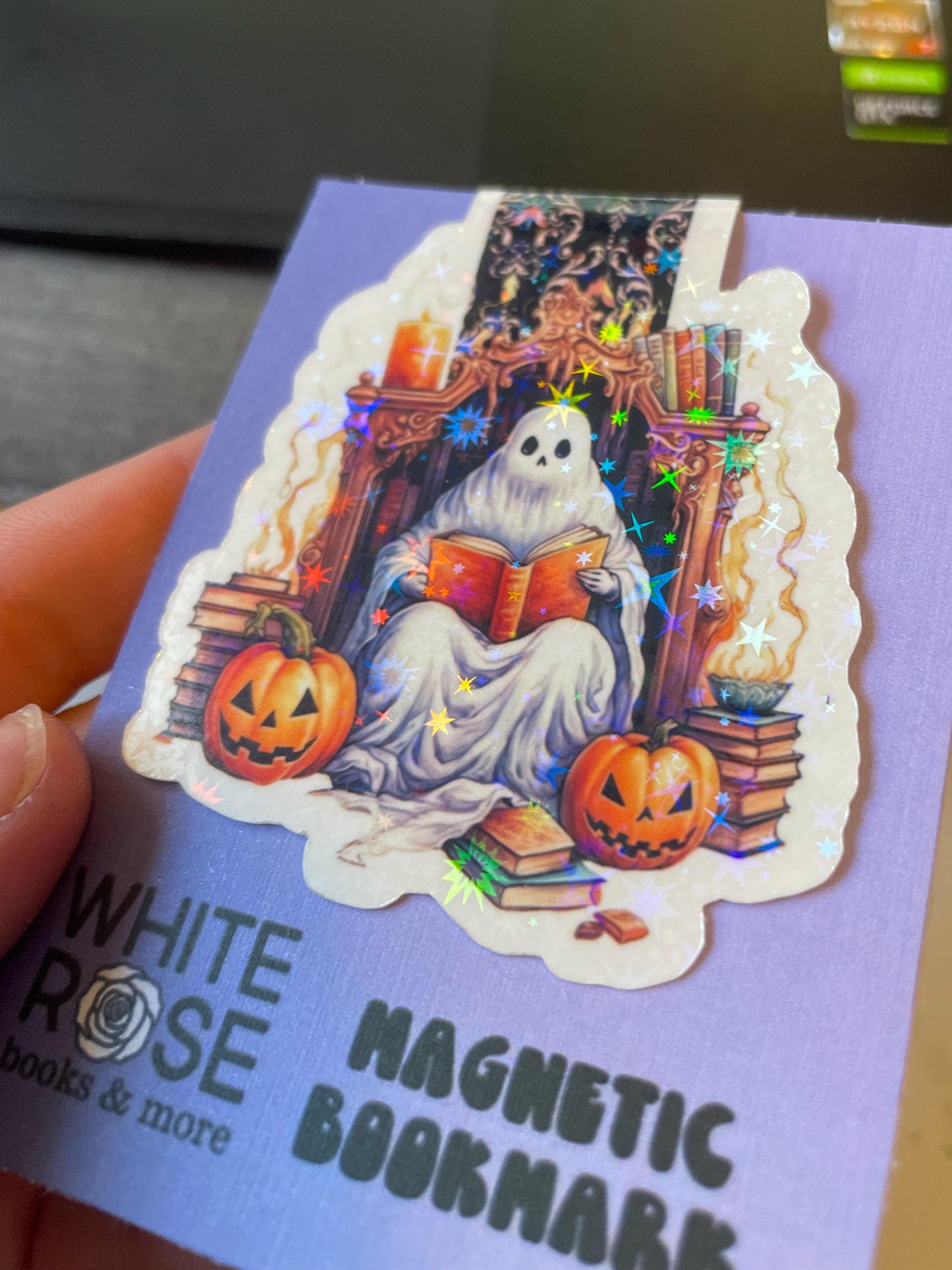 Ghost Reading Books Magnetic Bookmark