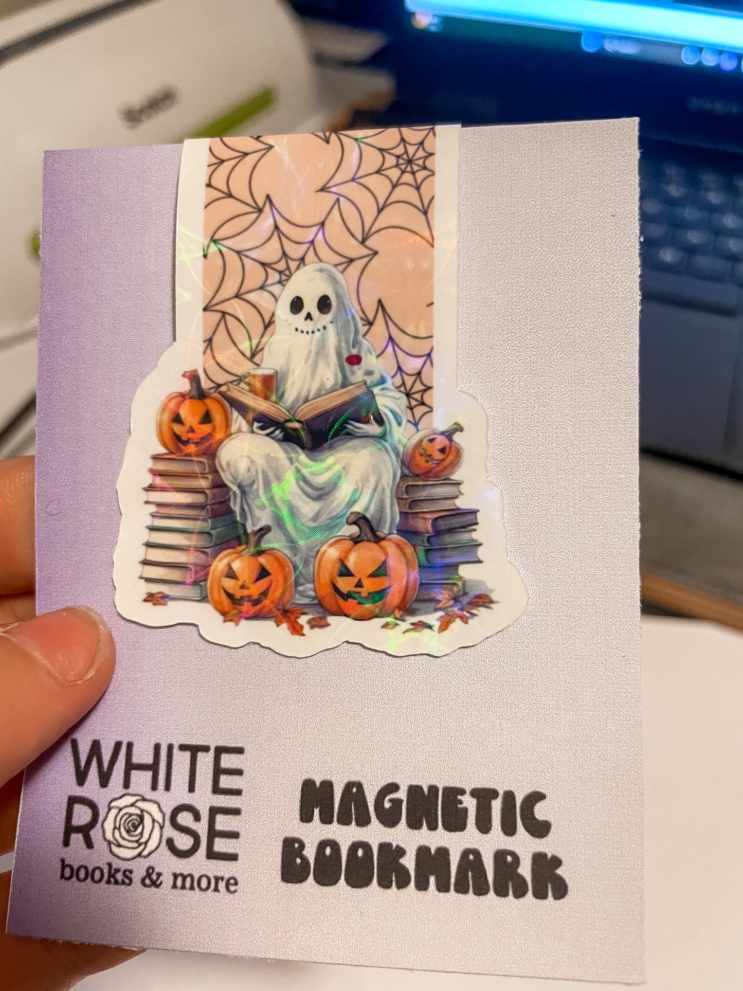 Ghost Reading Books Magnetic Bookmark