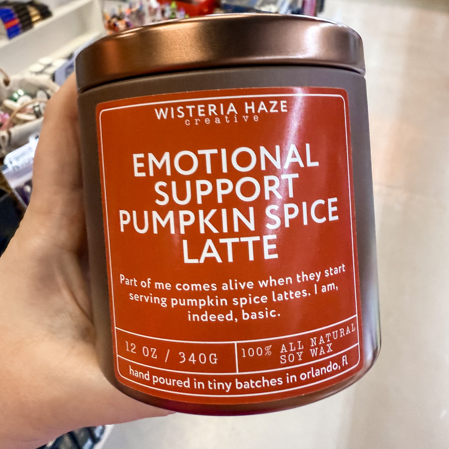 Wisteria Haze: Emotional Support Pumpkin Spice Latte 12 Oz Candle