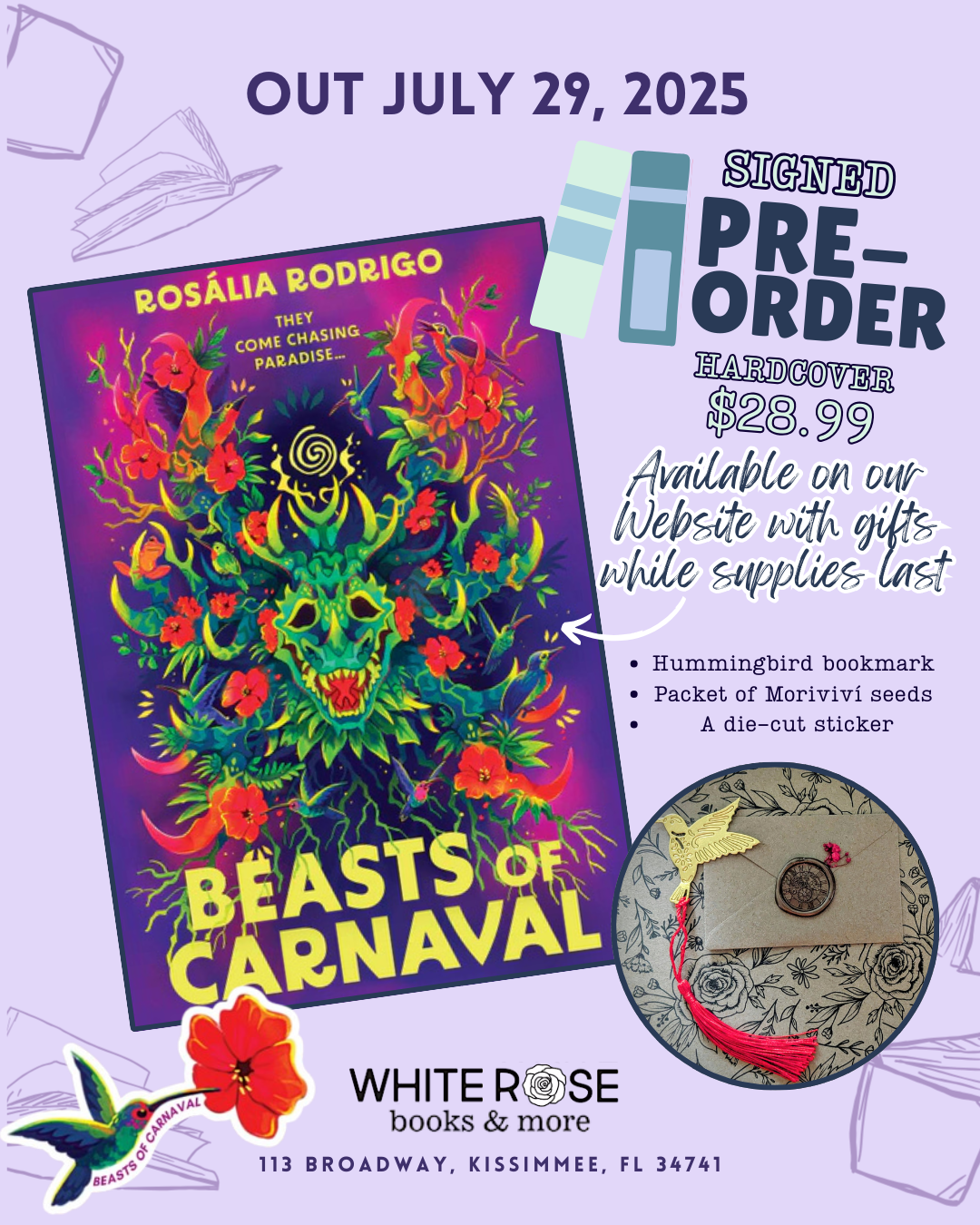 PREORDER: SIGNED COPY Beasts of Carnaval: A Lush Historical Fantasy of Indigenous Mythology, Rebellion and Healing Amid Colonial Oppression by Rosália Rodrigo