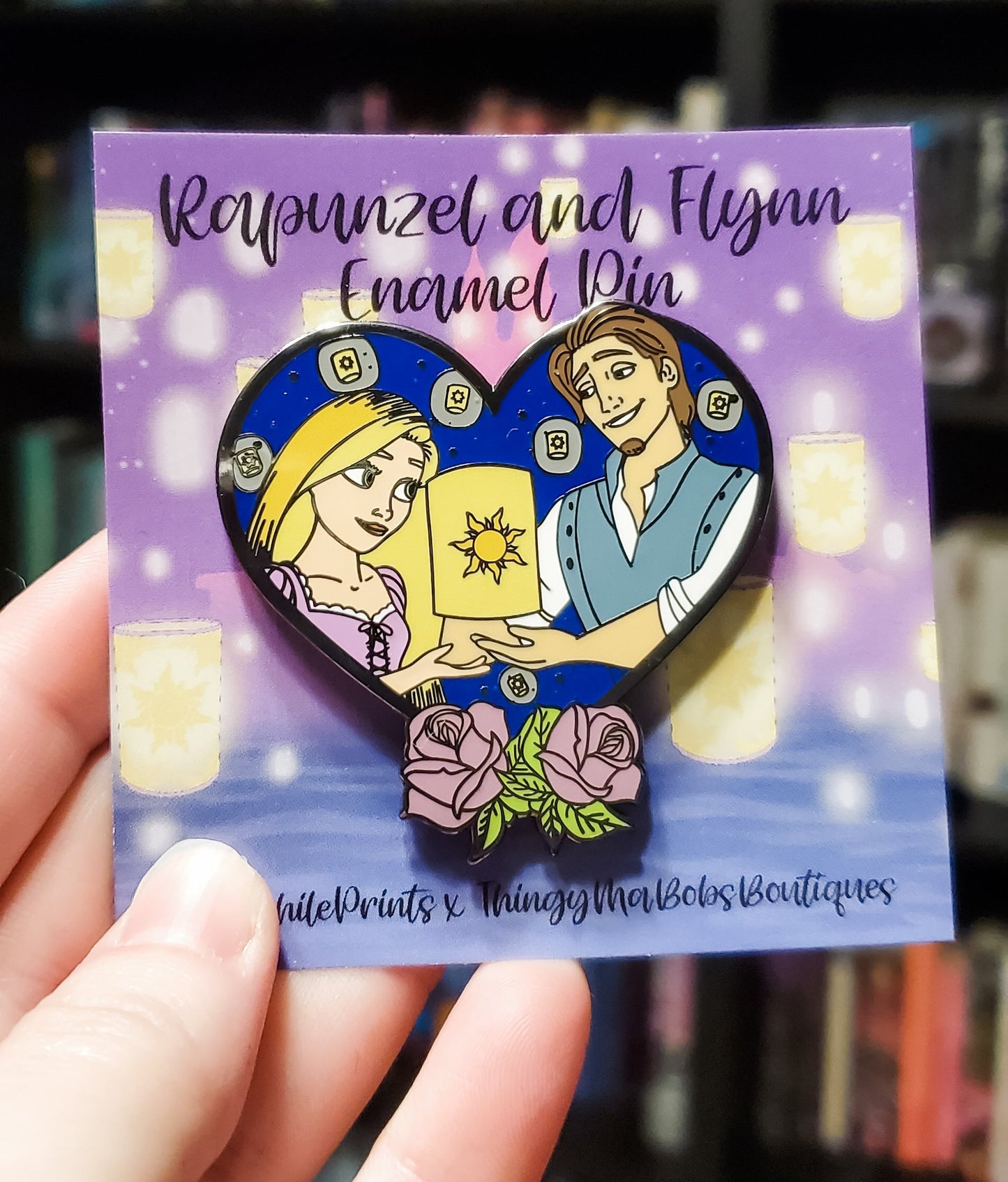 Rapunzel and Flynn Heart Enamel Pin - bibliophileprints