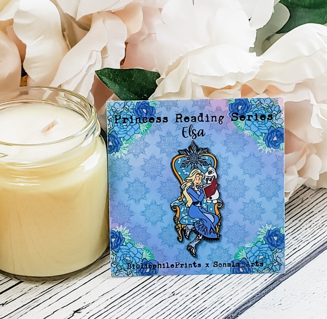 Elsa Reading to Olaf in Chair SERIES Enamel Pin - bibliophileprints