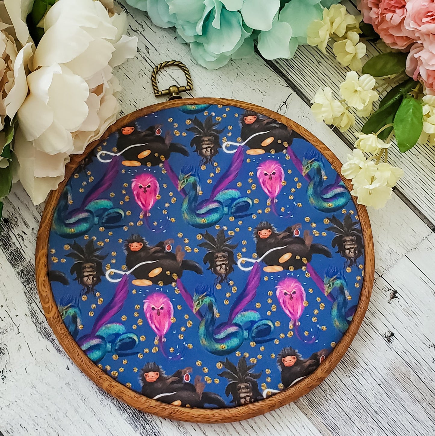 Fantastic Beasts - Navy Pin Hoops - bibliophileprints