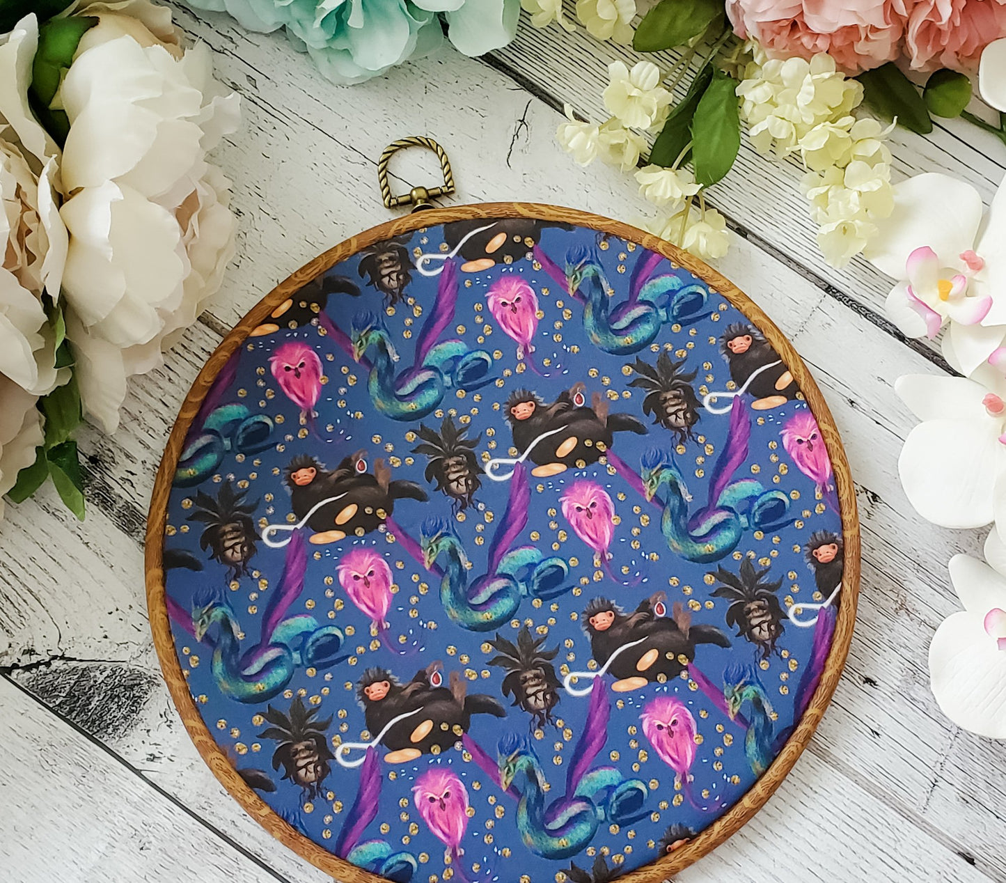 Fantastic Beasts - Navy Pin Hoops - bibliophileprints