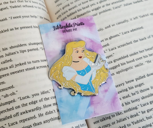 Power Series : Glass Slipper Princess Enamel Pin and Stickers