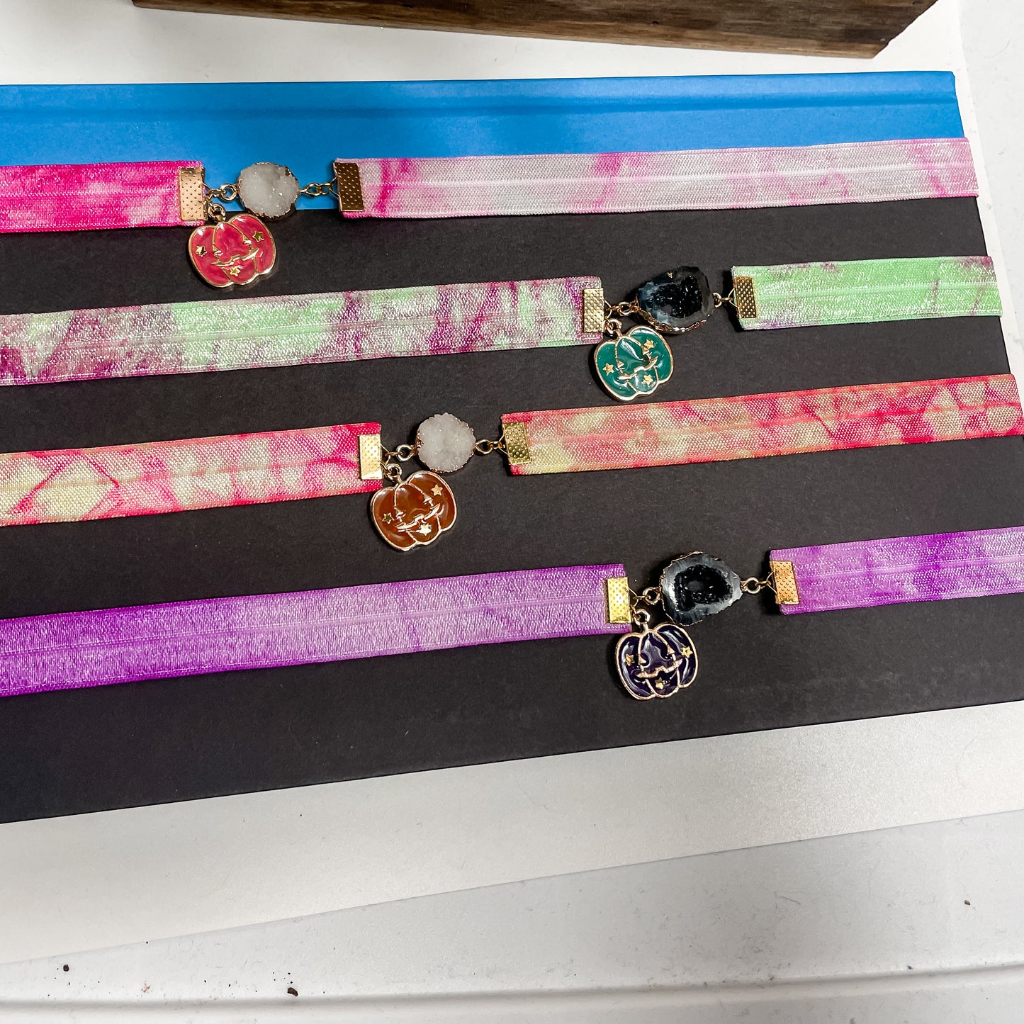 Halloween Pumpkin Charmed Elastic Bookmarks | Geode Elastic Bookmark