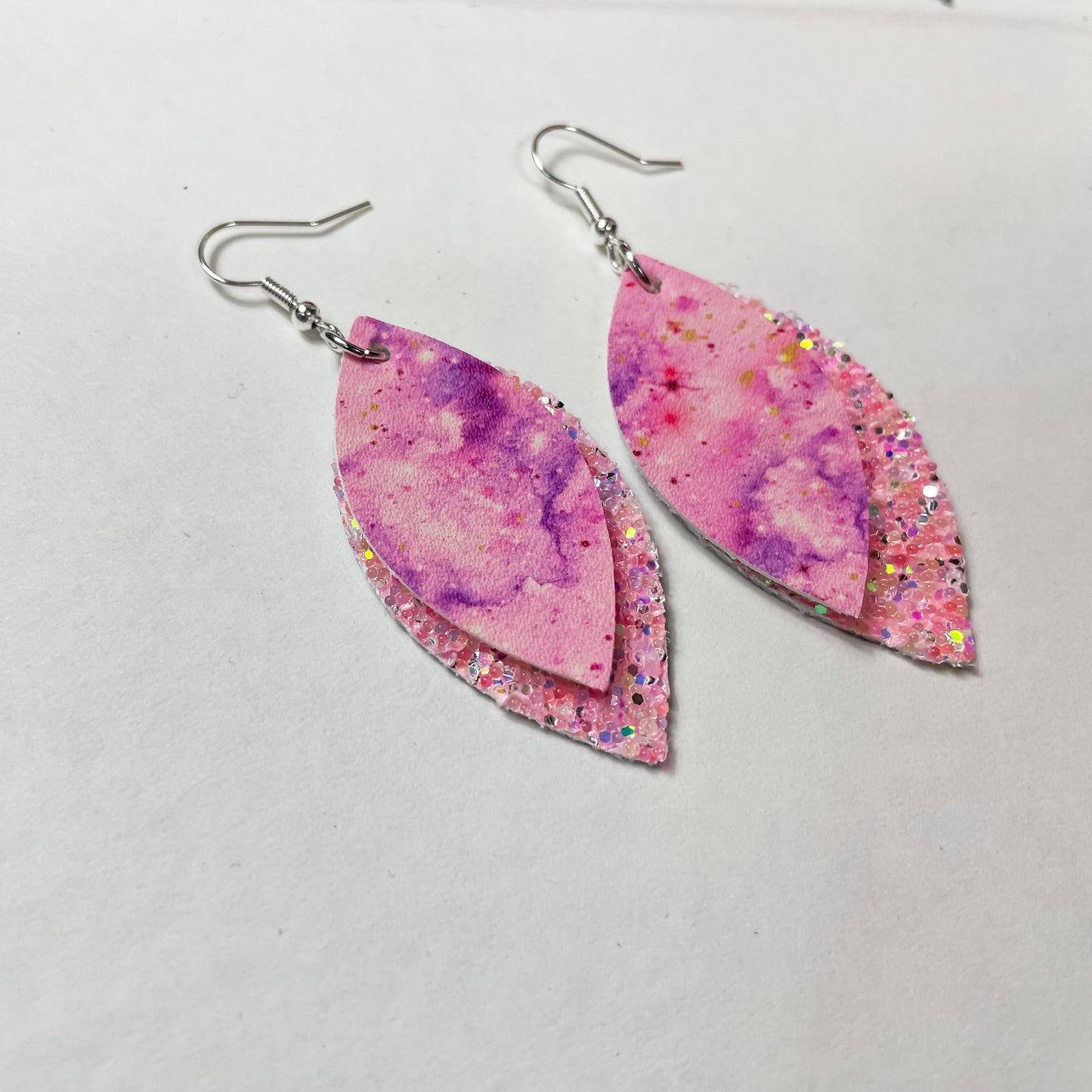 Light Pink Galaxy Earrings | Rebecca Style Dangle Earrings | Layered Petal Shape