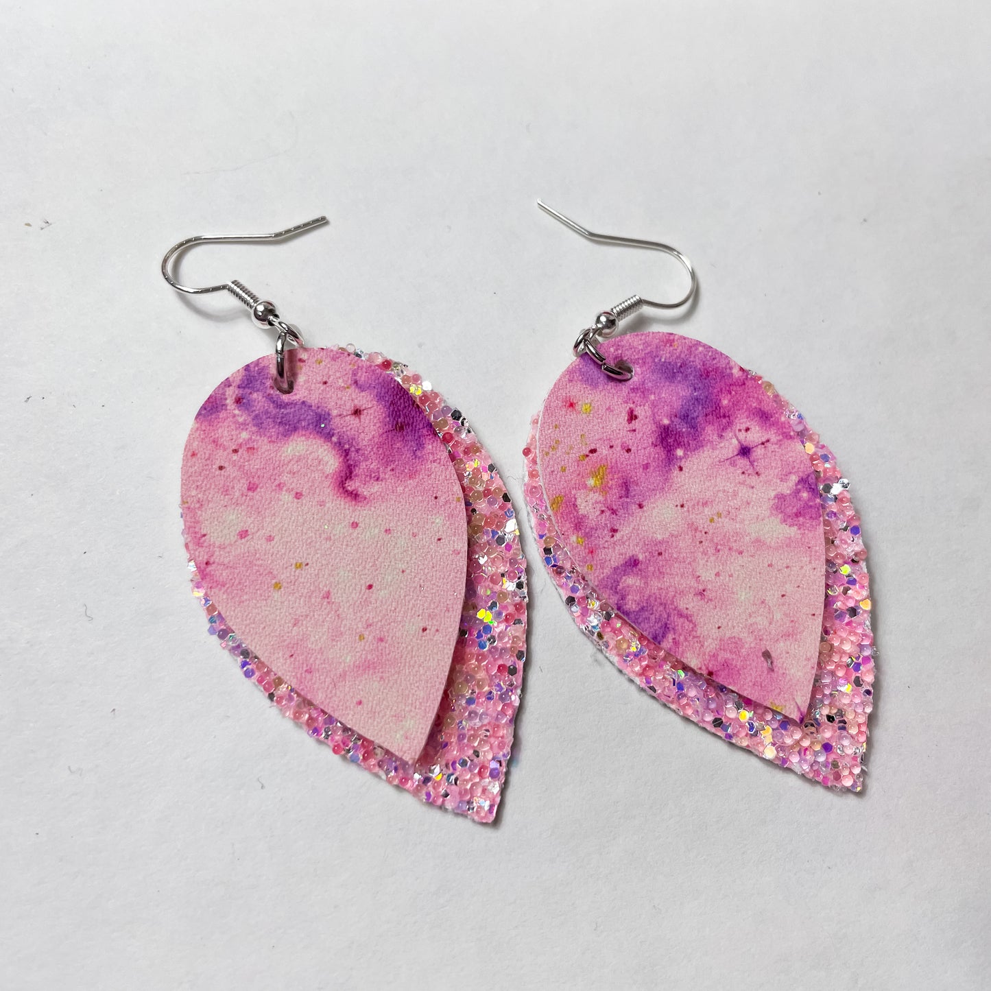Light Pink Galaxy Earrings | Marie Style Dangle Earrings | Upside Down Layered Teardrop Shape