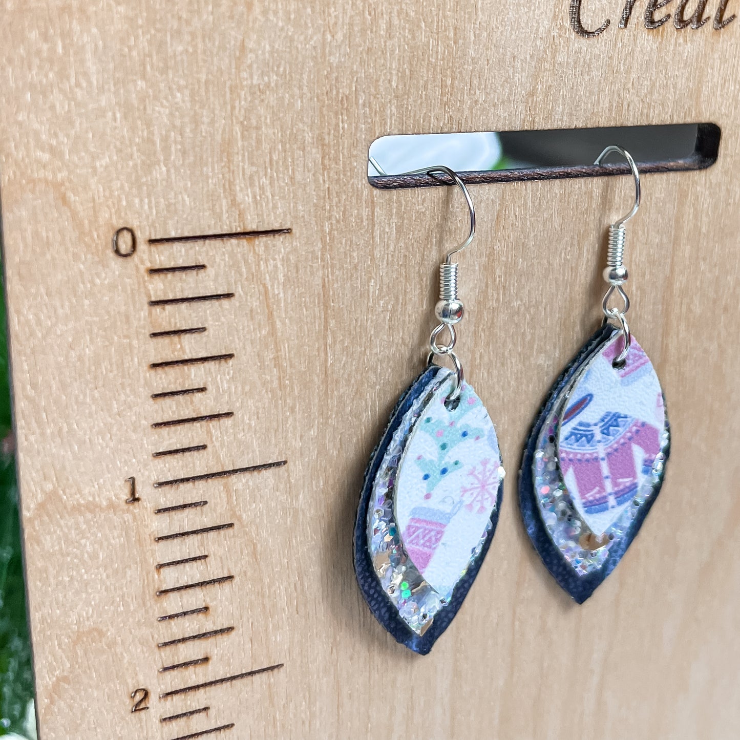 Winter Blues Layered Earrings | Rebecca Style Dangle Earrings | Layered Petal Shape