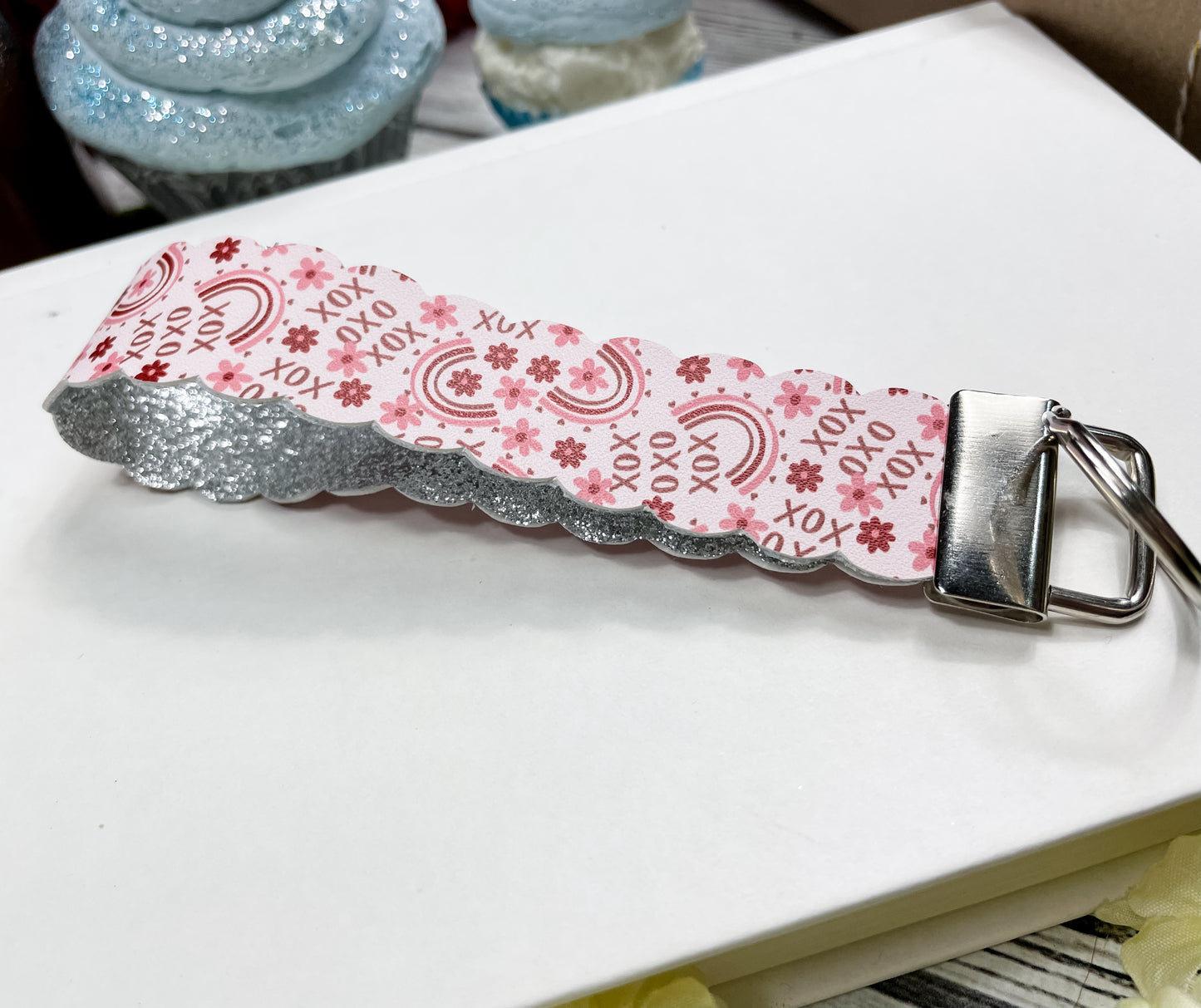 Valentine's Rainbow XOXO Leather Key Chain | Keychain Wristlets | Plain Keychain Wristlet