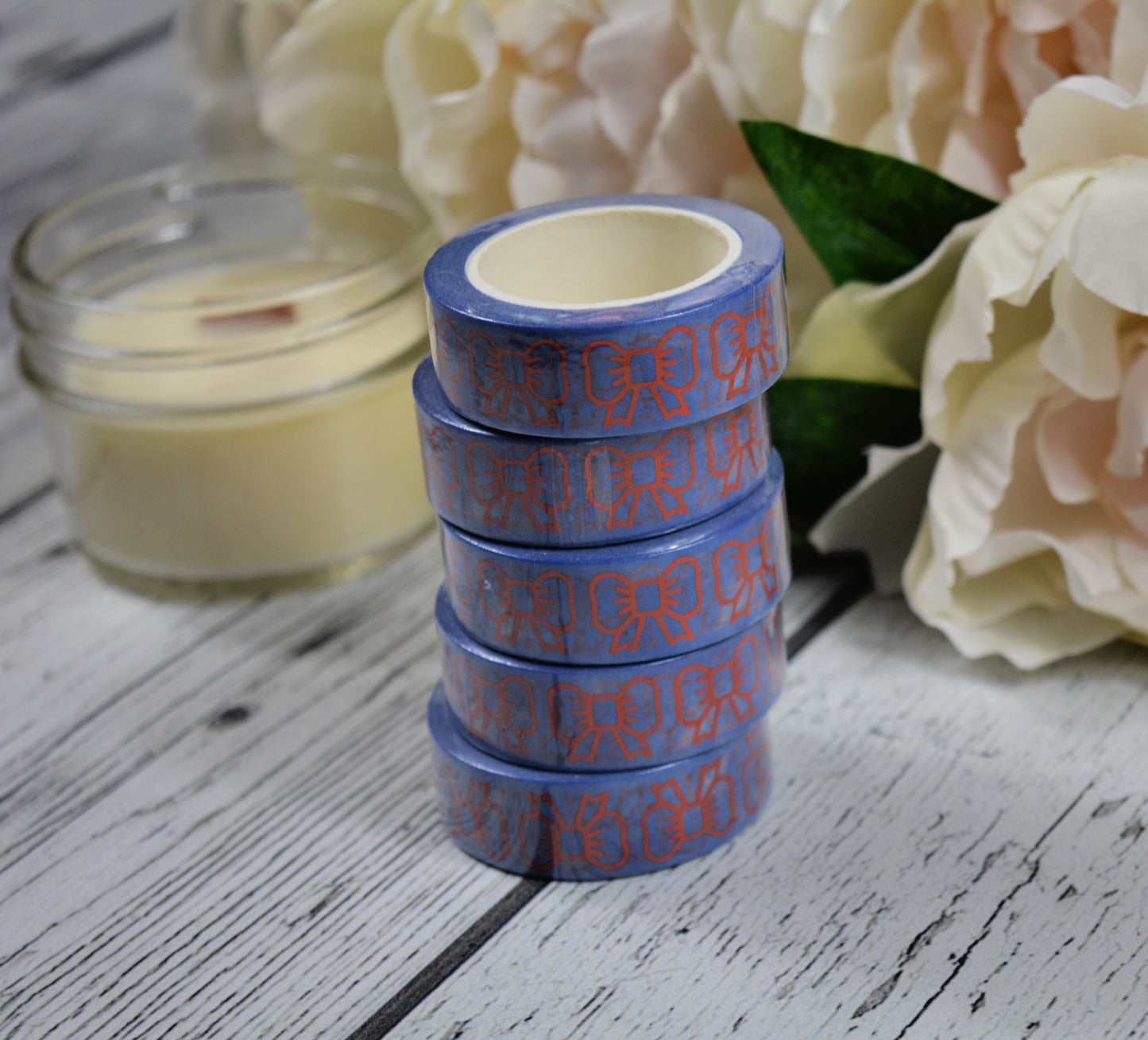 Pastel Blue and Copper Bow Washi