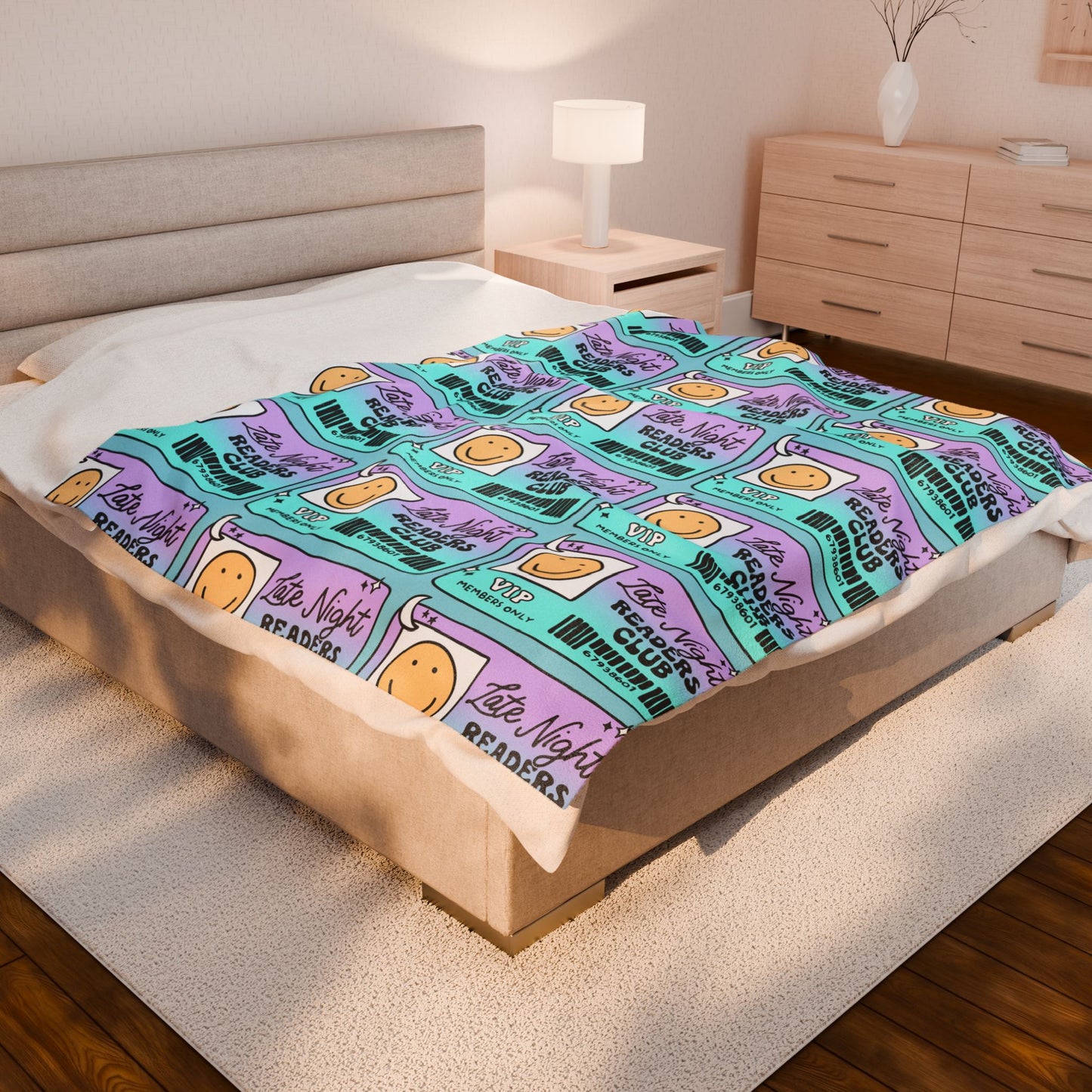 Late Night Readers Library Card Velveteen Plush Blanket (Available Online Only)