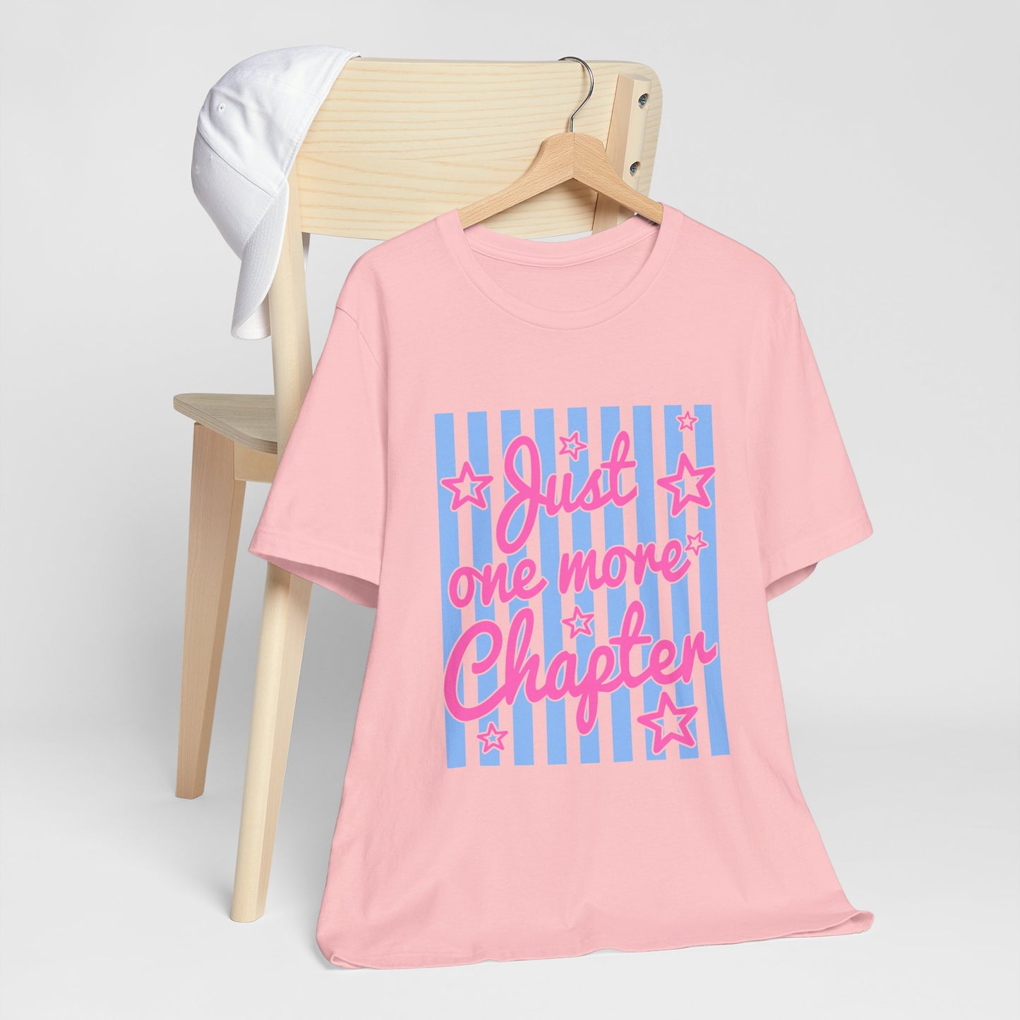 Just One More Chapter Tee — Coquette Blue & Pink Book Lover T-Shirt