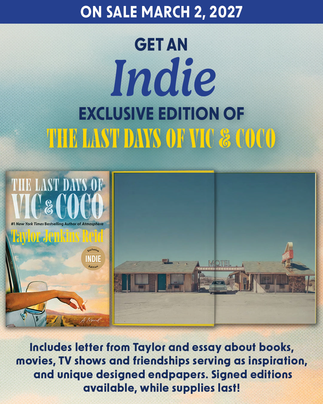Pre-Order: The Last Days of Vic & Coco: A Novel by Taylor Jenkins Reid (OUT MARCH 2, 2027SIGNED INDIE EXCLUSIVE)