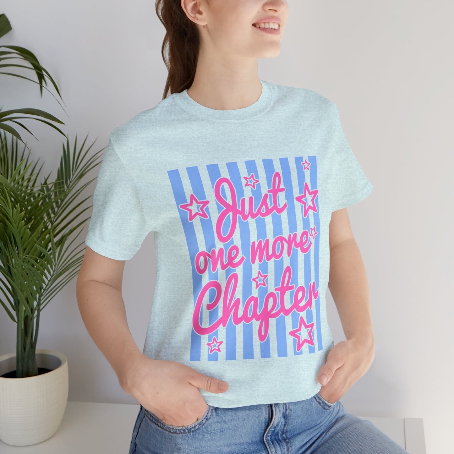 Just One More Chapter Tee — Coquette Blue & Pink Book Lover T-Shirt
