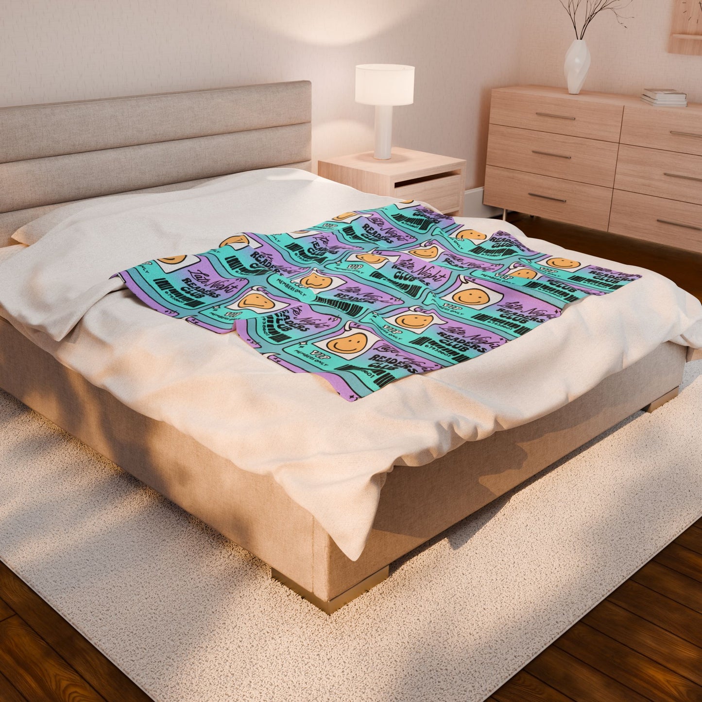 Late Night Readers Library Card Velveteen Plush Blanket (Available Online Only)
