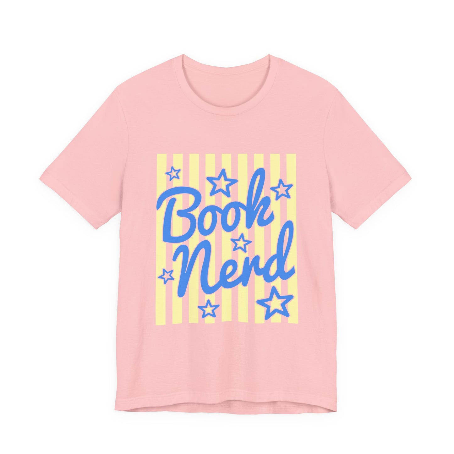 Book Nerd Coquette Tee — Blue & Yellow Literary Graphic T-Shirt