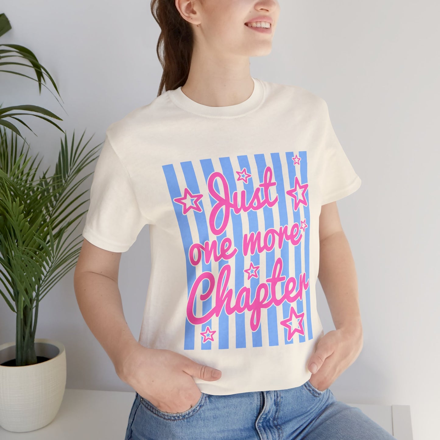 Just One More Chapter Tee — Coquette Blue & Pink Book Lover T-Shirt