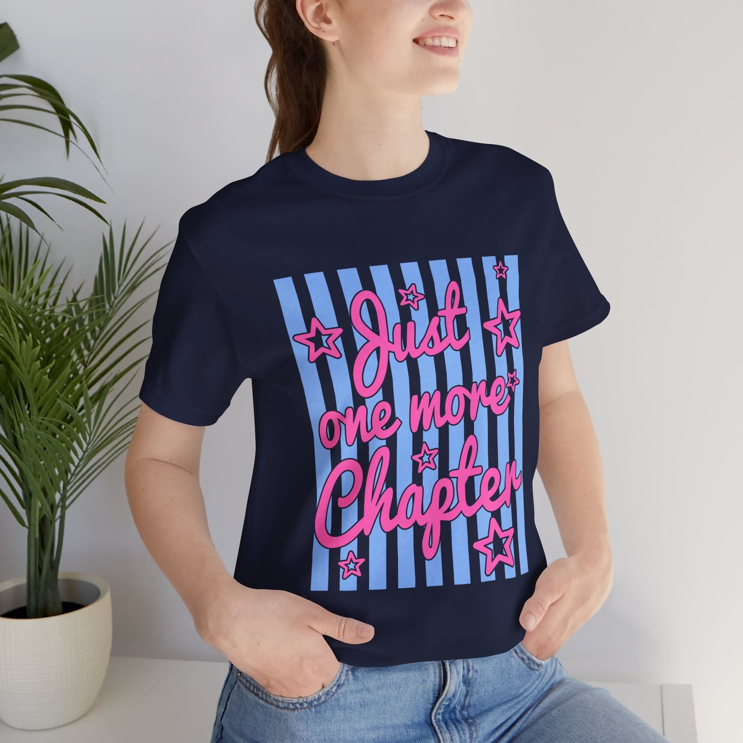 Just One More Chapter Tee — Coquette Blue & Pink Book Lover T-Shirt
