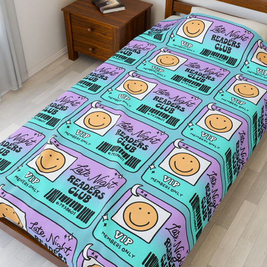 Late Night Readers Library Card Velveteen Plush Blanket (Available Online Only)
