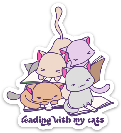 Reading with My Cats Vinyl Sticker