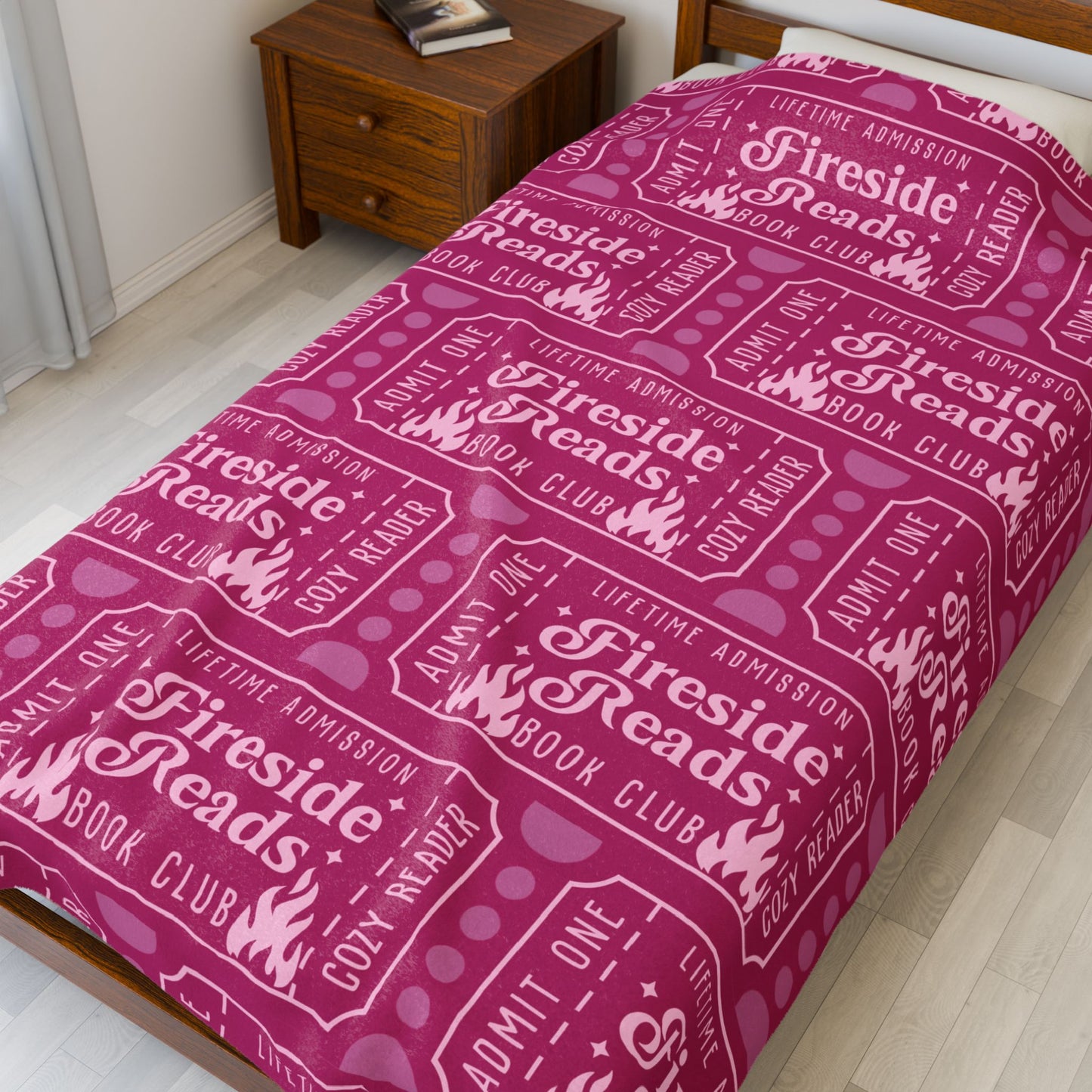 Fireside Reads Book Club Ticket Velveteen Plush Blanket (Available Online Only)