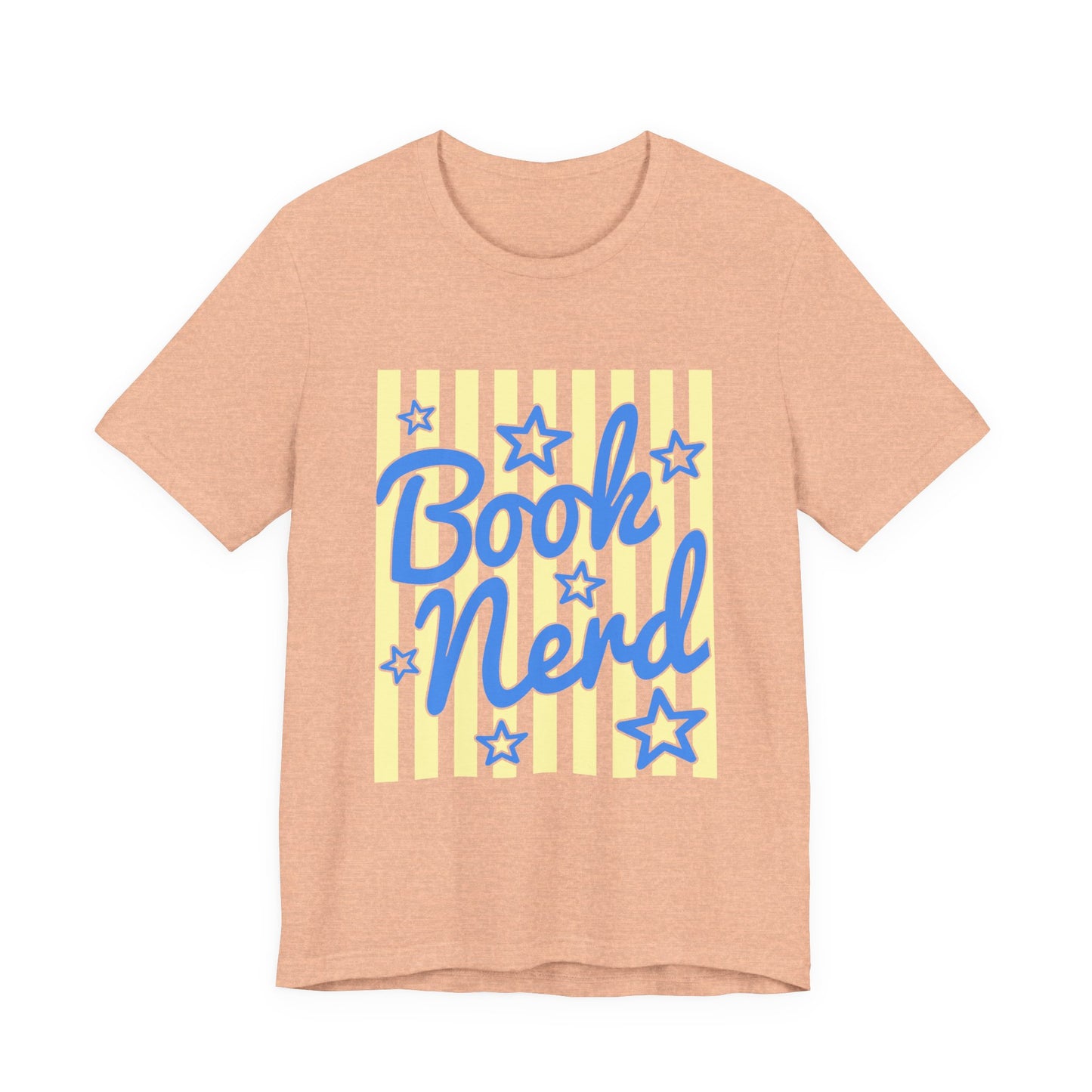 Book Nerd Coquette Tee — Blue & Yellow Literary Graphic T-Shirt