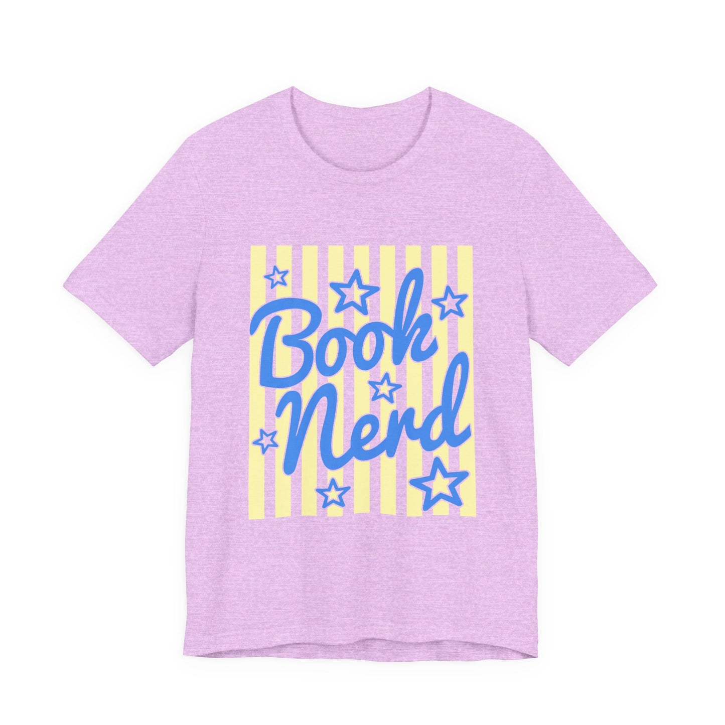 Book Nerd Coquette Tee — Blue & Yellow Literary Graphic T-Shirt