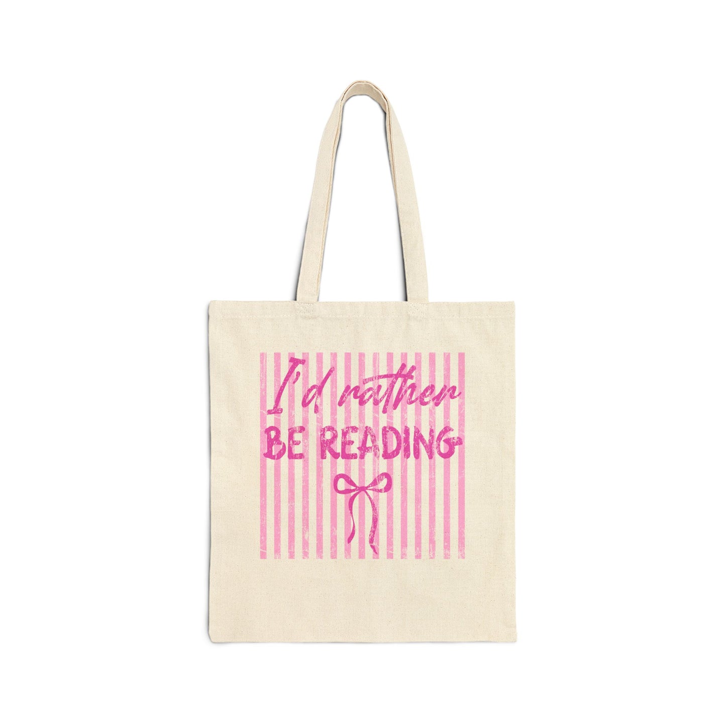 Cute Coquette Pink Bow Reading Tote Bag — Feminine Canvas Book Tote