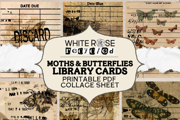 Moth & Butterflies Library Collage Card Printables | Ephemera, Junk Journaling | DIGITAL PDF FILE, NO ITEM SHIPPED (Copy) (Copy)