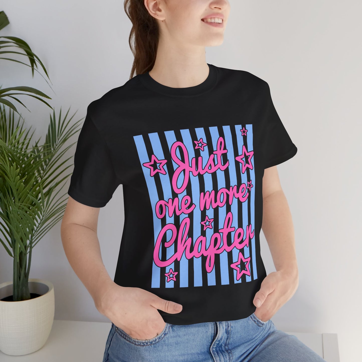 Just One More Chapter Tee — Coquette Blue & Pink Book Lover T-Shirt