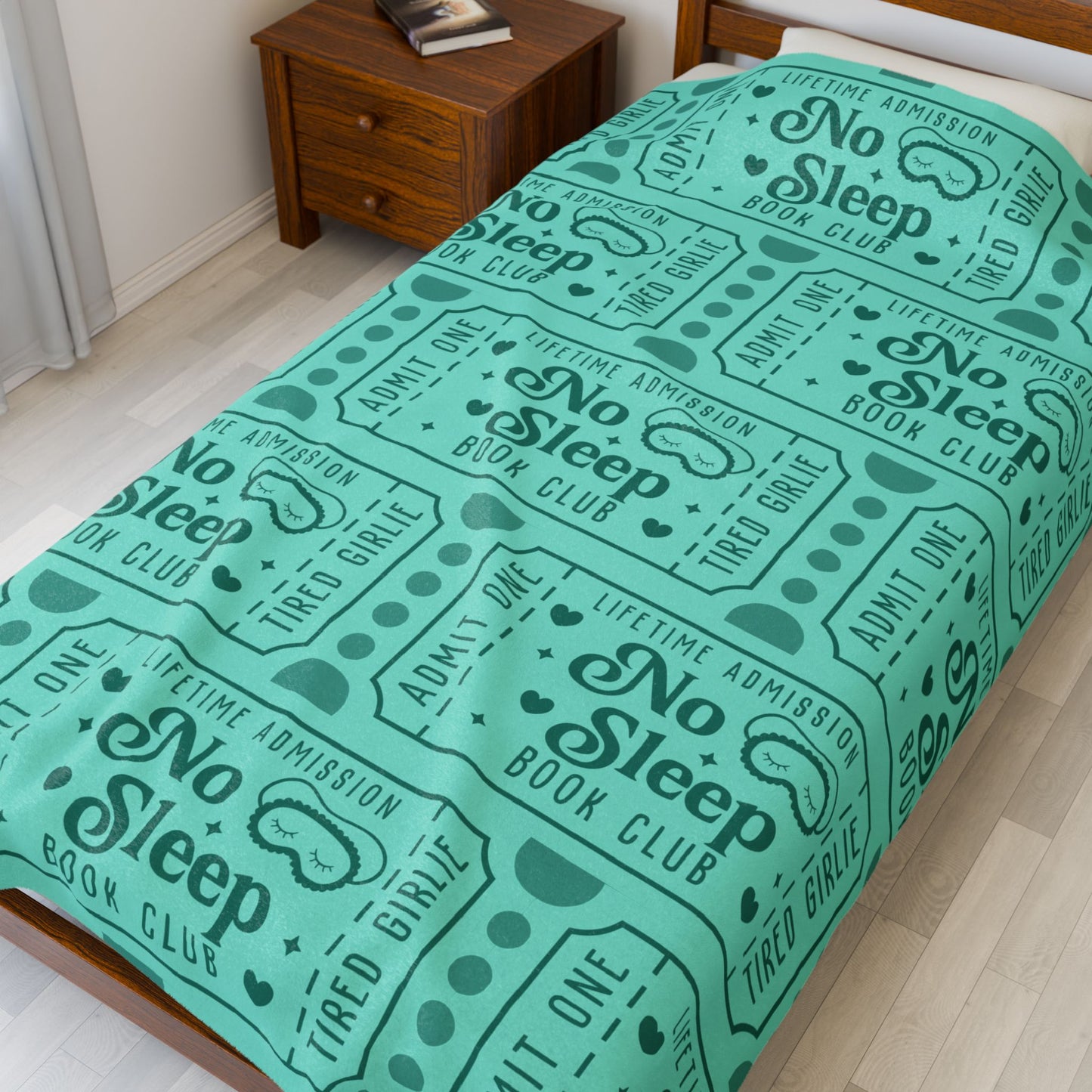 No Sleep Book Club Ticket Velveteen Plush Blanket (Available Online Only)