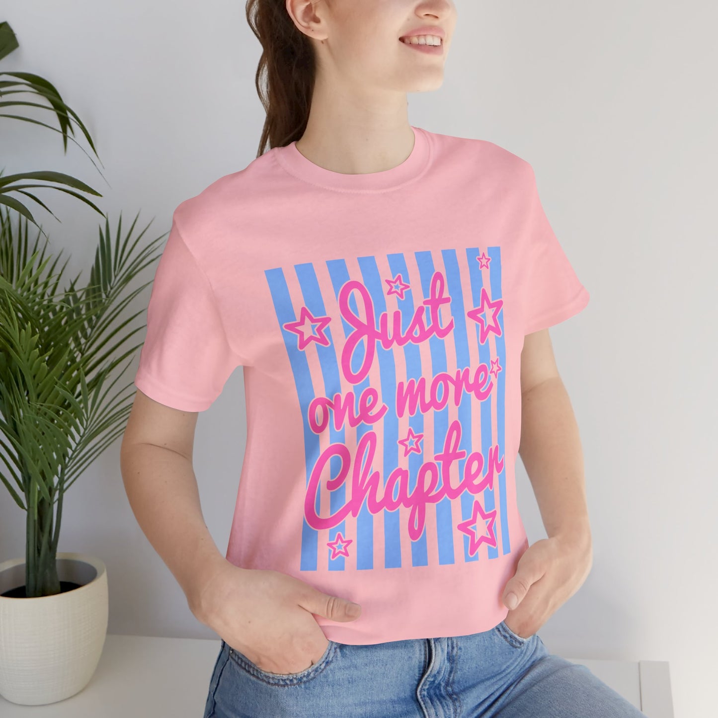 Just One More Chapter Tee — Coquette Blue & Pink Book Lover T-Shirt