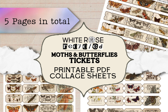 Moth & Butterflies Tickets Printables | Ephemera, Junk Journaling | DIGITAL PDF FILE, NO ITEM SHIPPED (Copy)