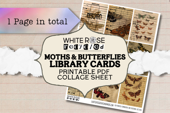 Moth & Butterflies Library Collage Card Printables | Ephemera, Junk Journaling | DIGITAL PDF FILE, NO ITEM SHIPPED (Copy) (Copy)