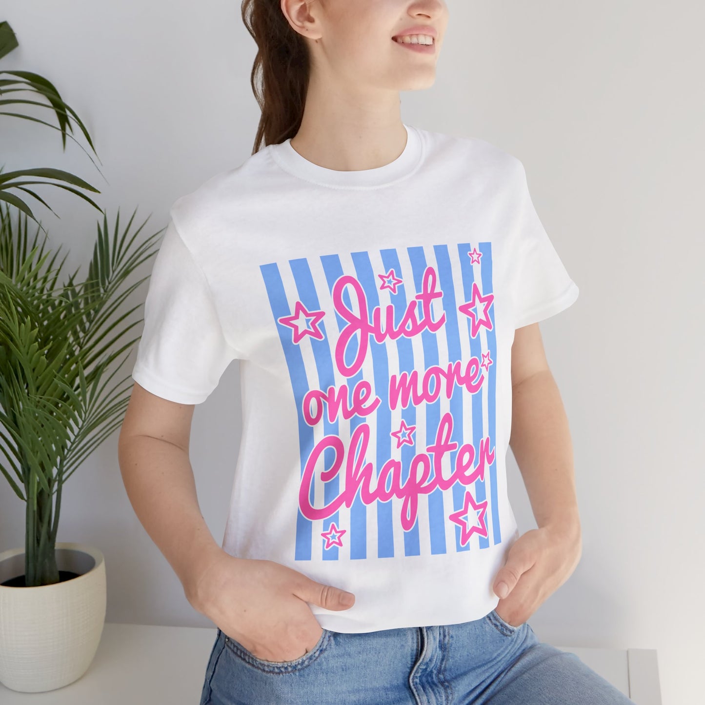 Just One More Chapter Tee — Coquette Blue & Pink Book Lover T-Shirt