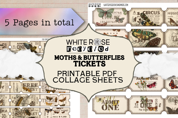 Moth & Butterflies Tickets Printables | Ephemera, Junk Journaling | DIGITAL PDF FILE, NO ITEM SHIPPED (Copy)