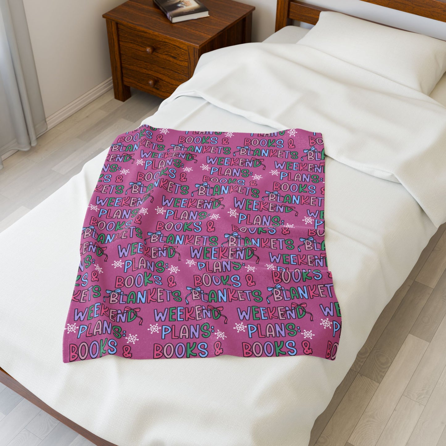 Weekend Plans: Books & Blankets Velveteen Plush Blanket (Available Online Only)