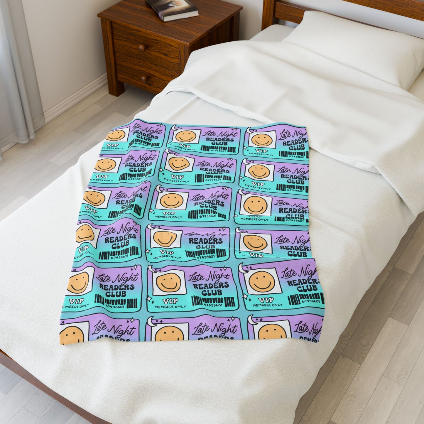 Late Night Readers Library Card Velveteen Plush Blanket (Available Online Only)