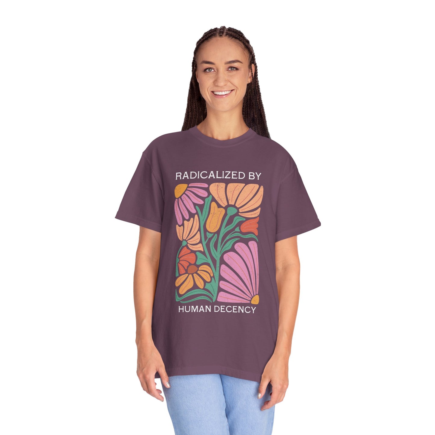 Radicalized by Human Decency Floral T-Shirt