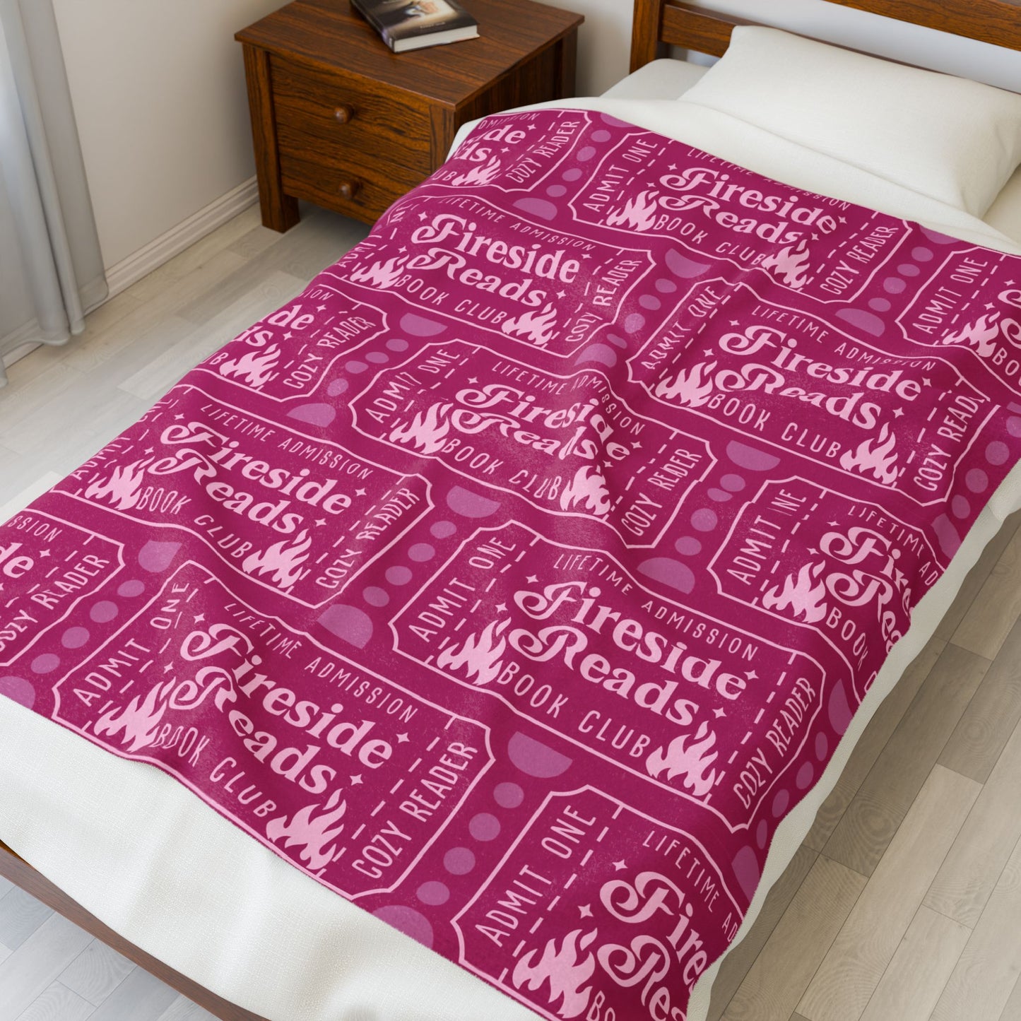 Fireside Reads Book Club Ticket Velveteen Plush Blanket (Available Online Only)