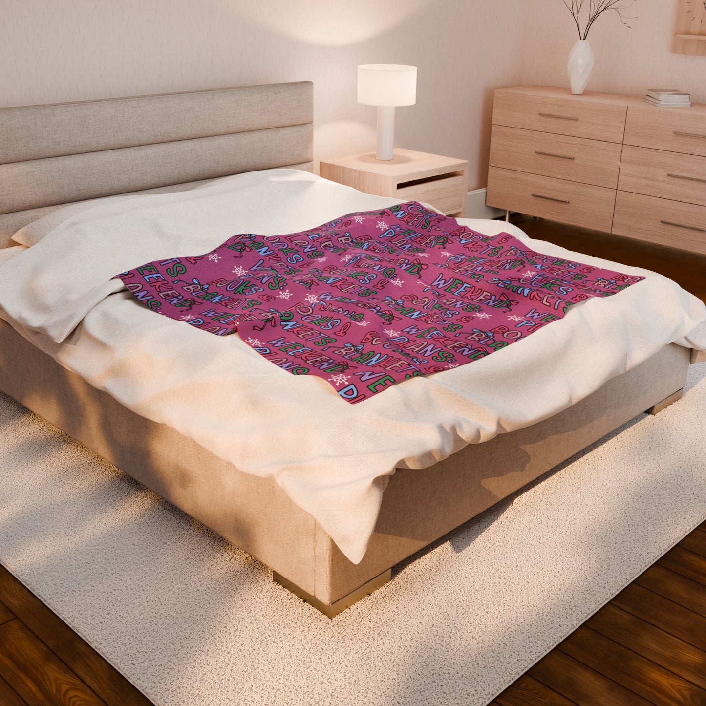 Weekend Plans: Books & Blankets Velveteen Plush Blanket (Available Online Only)