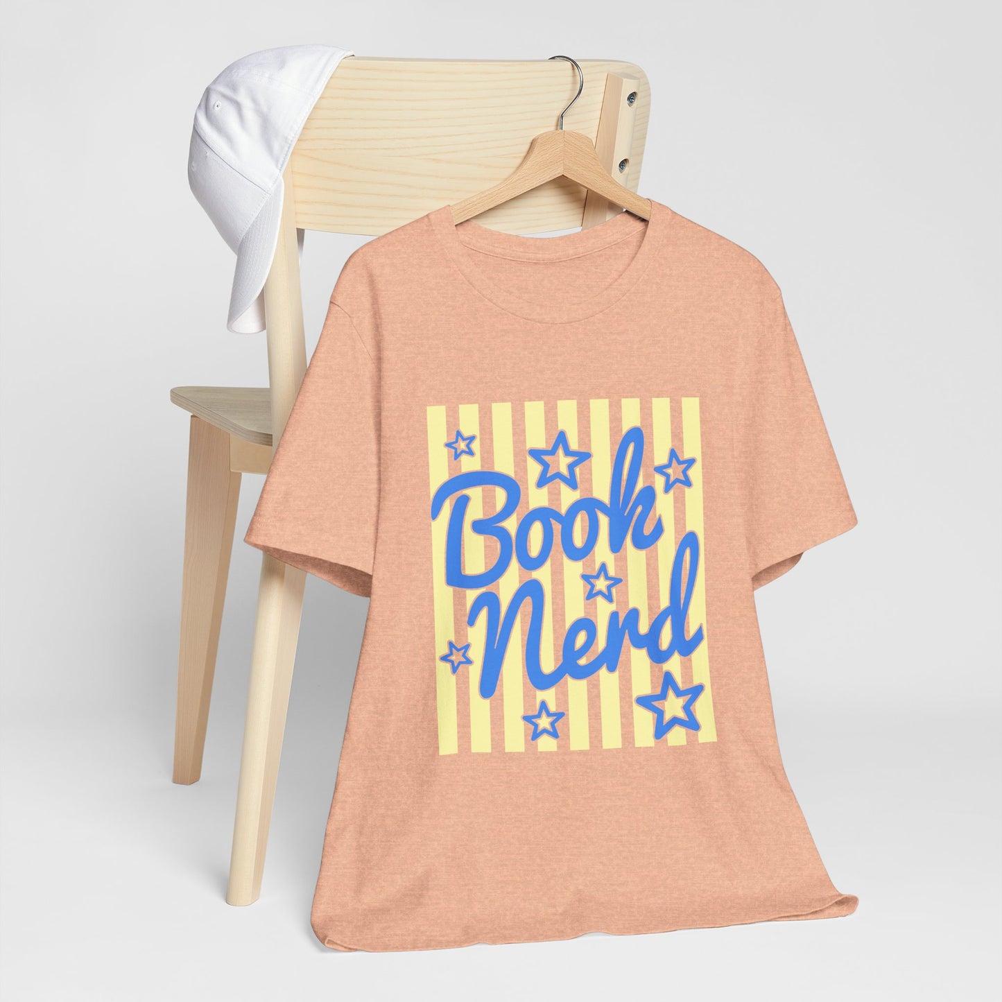 Book Nerd Coquette Tee — Blue & Yellow Literary Graphic T-Shirt