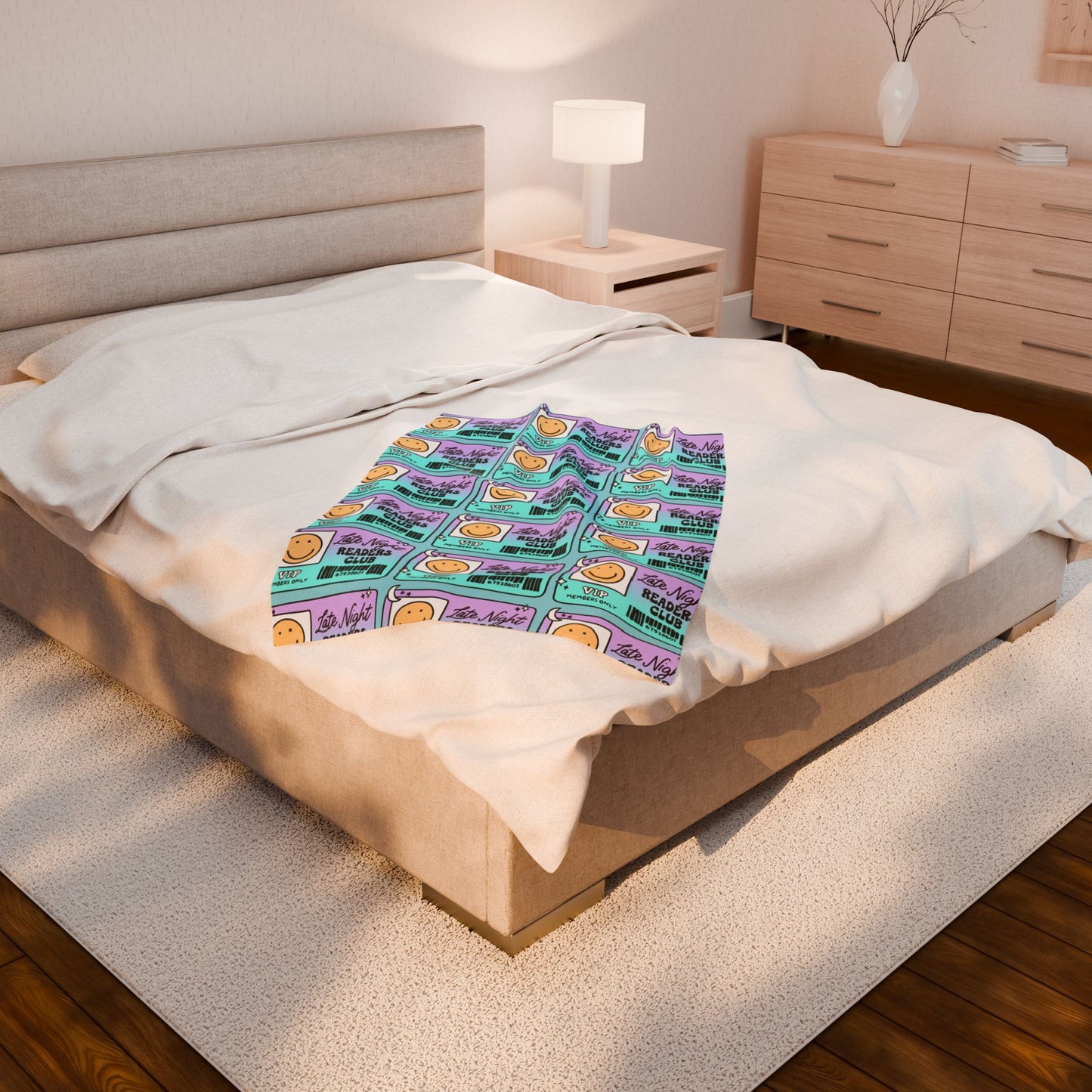Late Night Readers Library Card Velveteen Plush Blanket (Available Online Only)